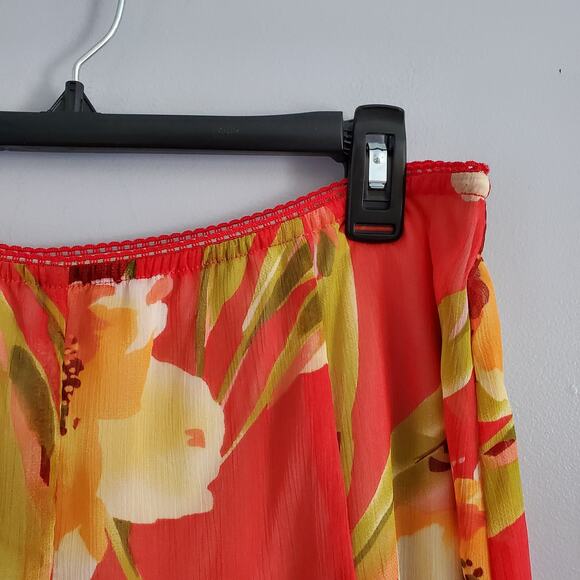 Convington Bright Floral Flowy Midi Maxi Skirt L - Picture 3 of 6